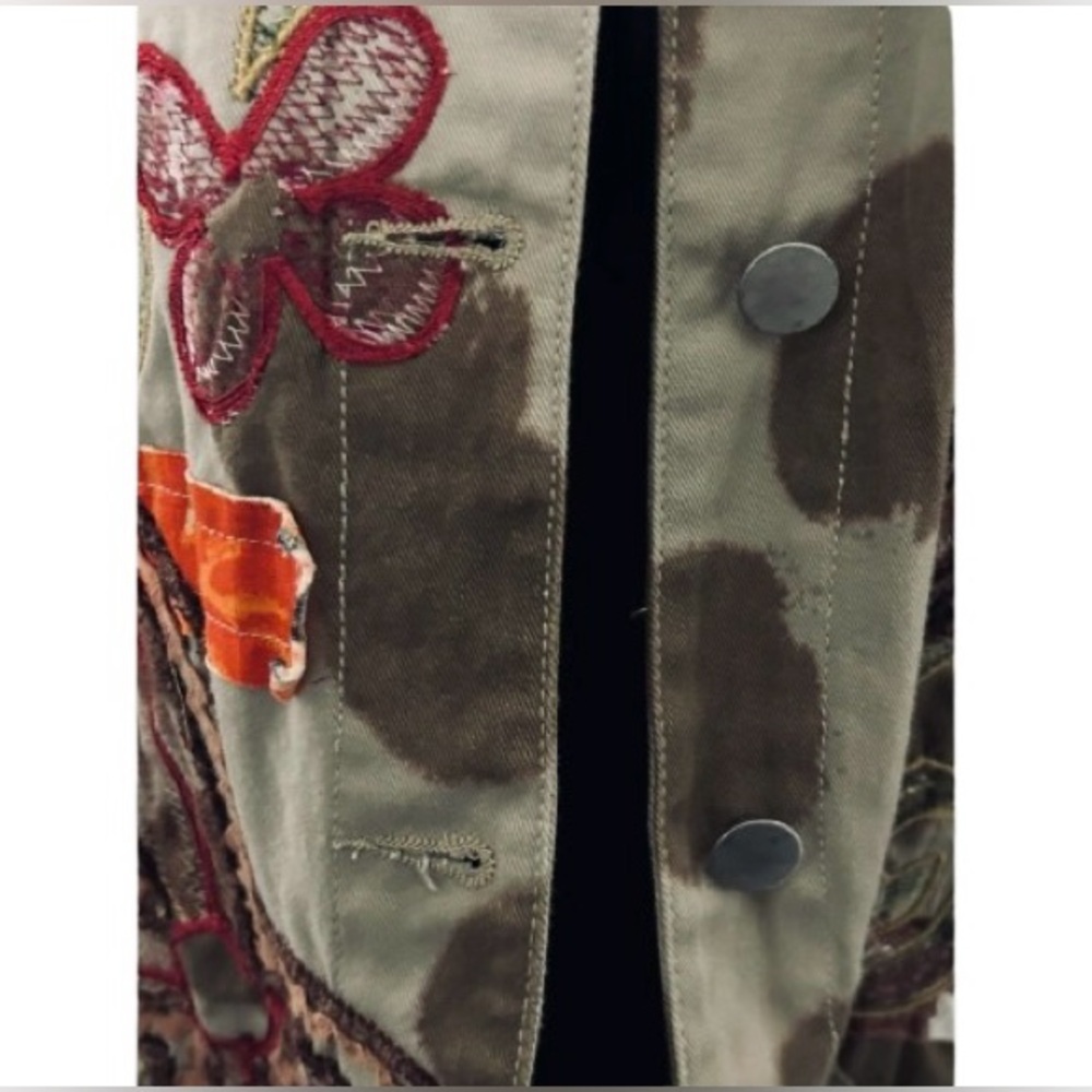 Vintage Embroidered Boho Patchwork Boho Cotton Jacket 80’s Floral 90’s Large - Picture 13 of 14